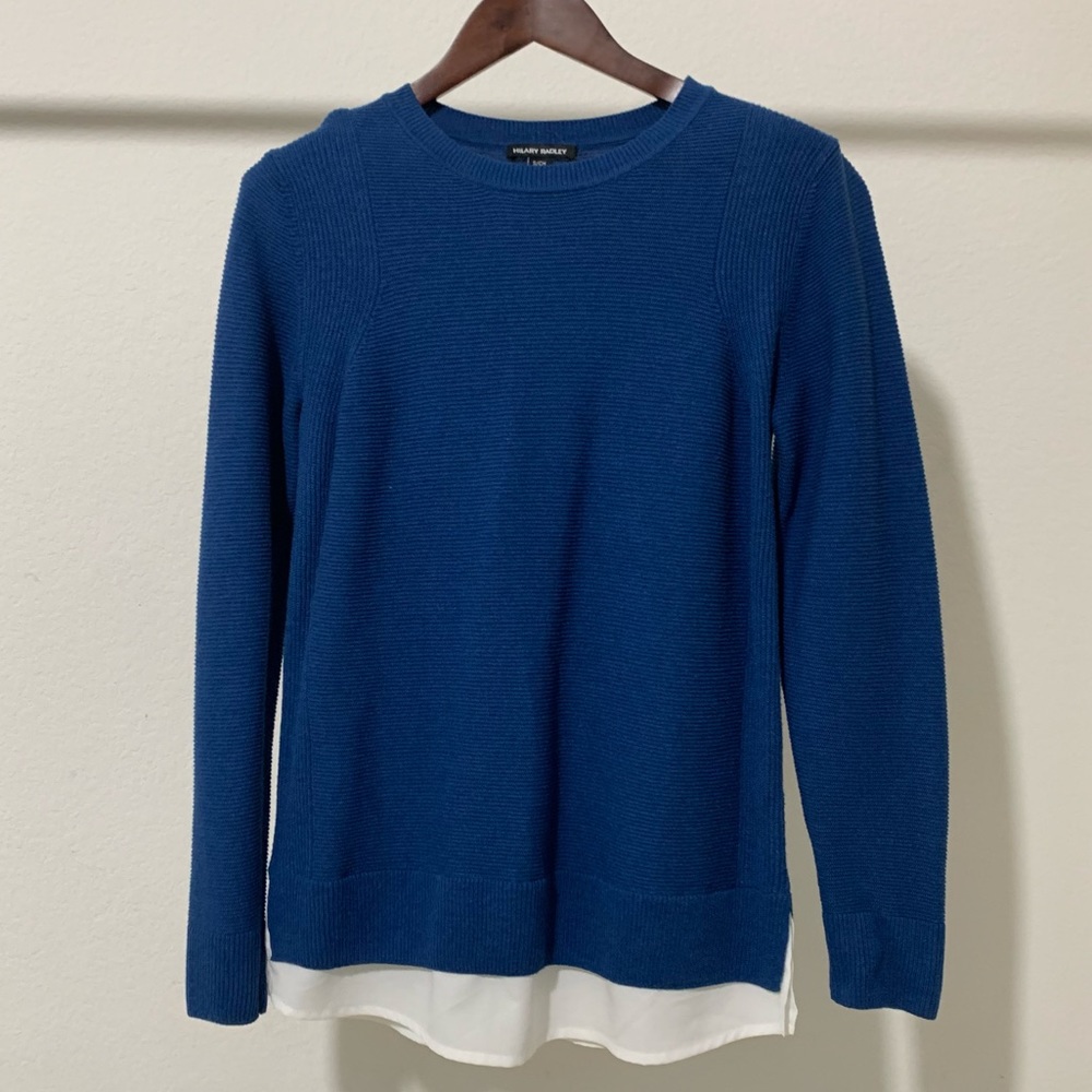 Hilary Radley Blue Crewneck Sweater